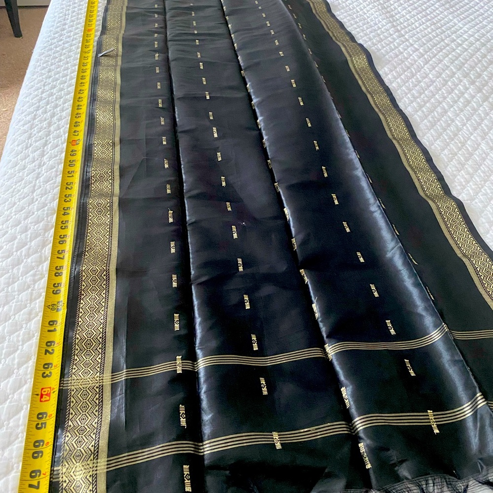 68 inch x 20 inch Black Indian Silk scarf